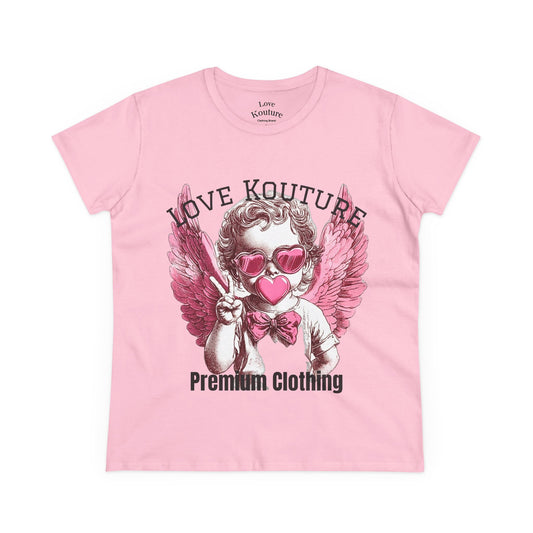 Angel Heart Women's Cotton Tee, Cute Graphic Tee for Cupid Lovers, Valentine's Day Shirt, Casual Wear, Gift for Her