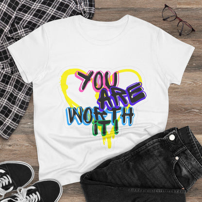 Empowerment Cotton Tee - "You Are Worth It!" Stylish Shirt for Self-Love, Gift for Her, Casual Wear, Positive Vibes, Everyday Comfort