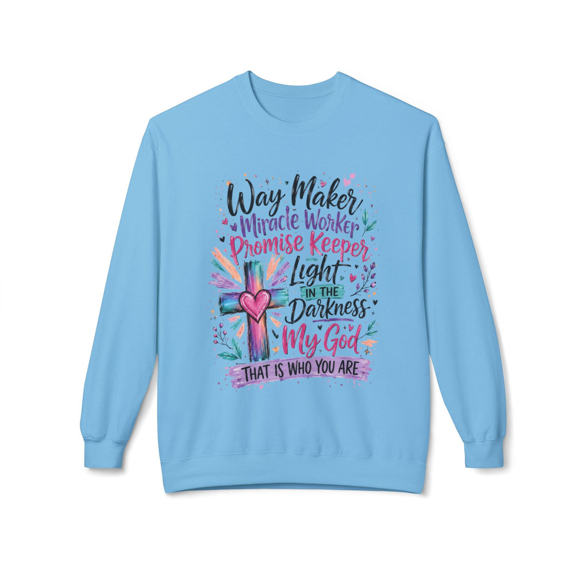 Christian Crewneck Sweatshirt — "Way Maker" Inspirational Faith Design