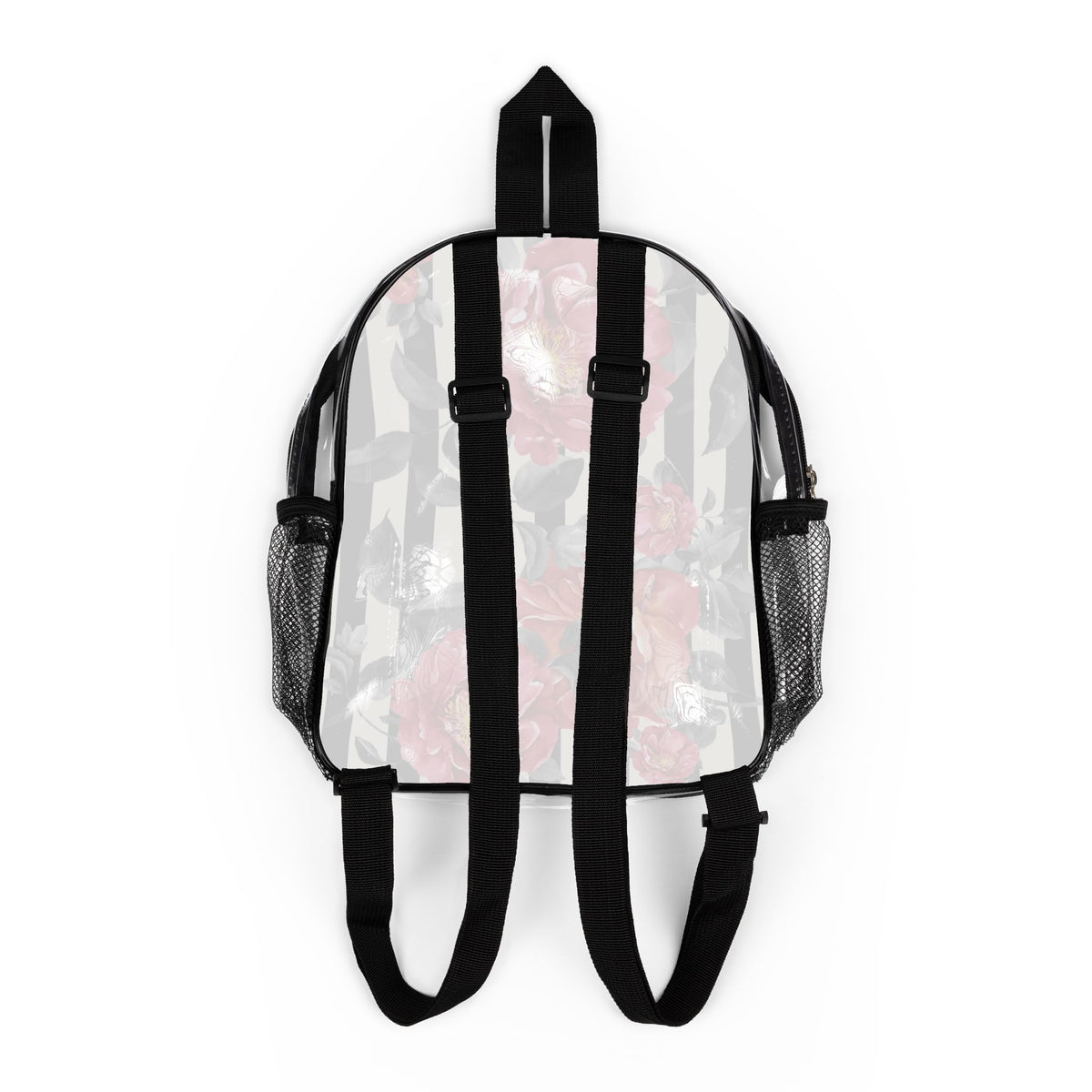 Clear Stadium Backpack — Transparent Floral Peony Design, School & Event Clear Bag