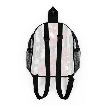 Clear Stadium Backpack — Transparent Floral Peony Design, School & Event Clear Bag