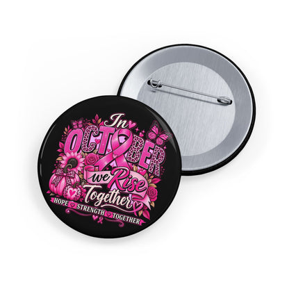 Round Pin Button — “The Future We Rise Together” Pink Floral Activist Badge