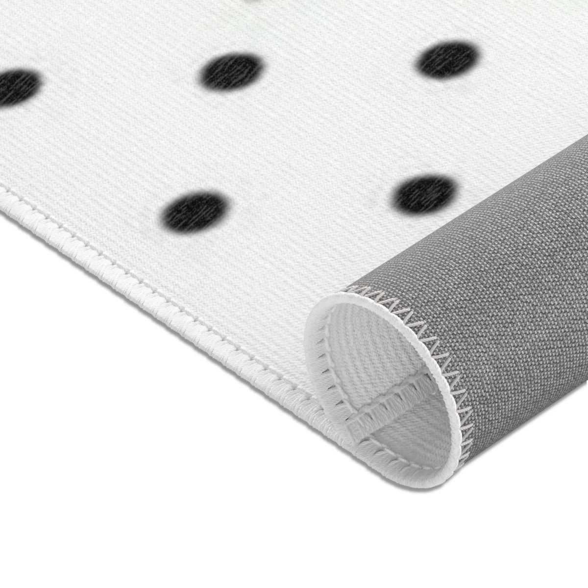 Polka Dot Rose Area Rug — Black & White Vintage Floral Accent Rug