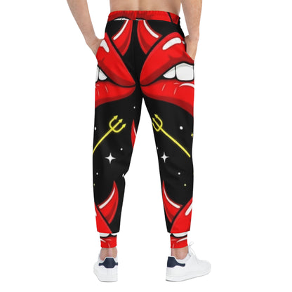 Devil Lips Athletic Joggers – Bold Red Lip Print All-Over-Print Sweatpants
