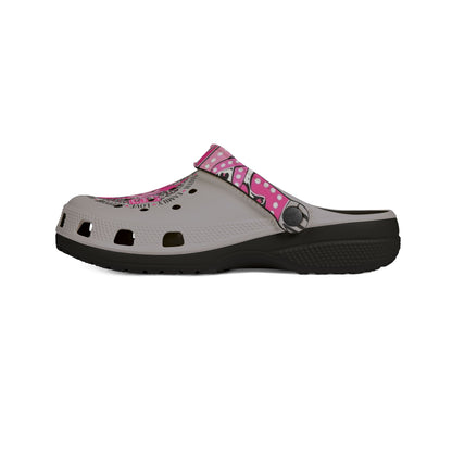 Pink Sugar Skull EVA Clogs — Floral Day of the Dead Foam Shoes