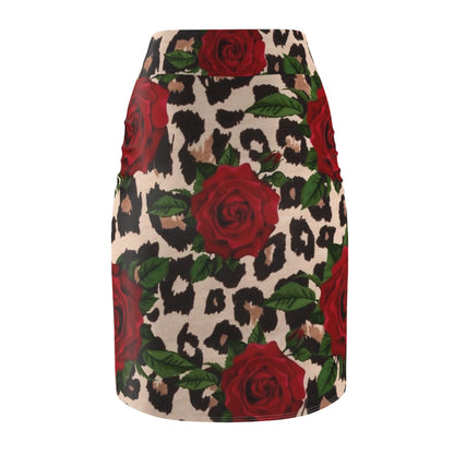Cheetah Rose Pencil Skirt