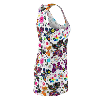 Butterfly Floral Racerback Dress — Colorful Boho All-Over Print