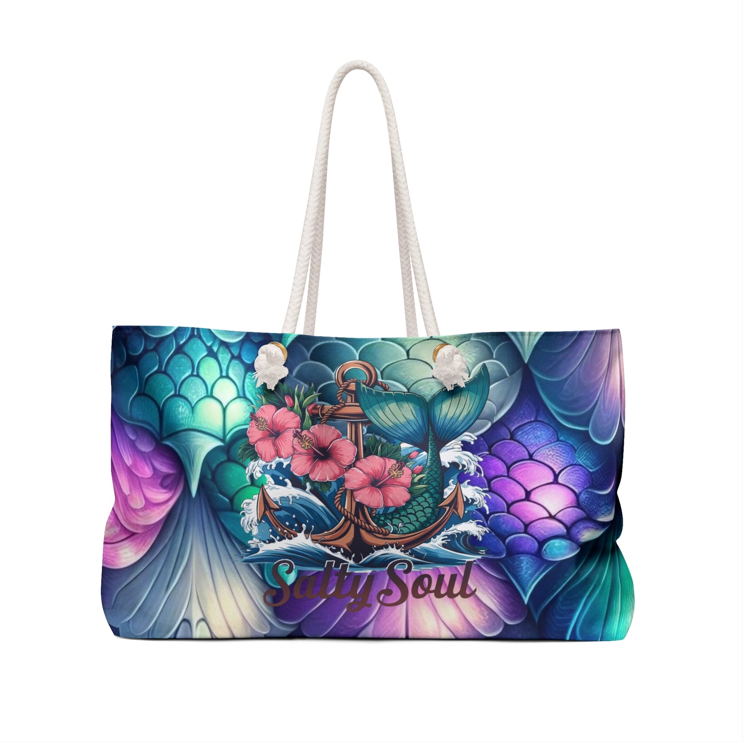 Salty Soul Mermaid Vacay Tote Bag - Tropical Beach Tote for Vacation & Getaways