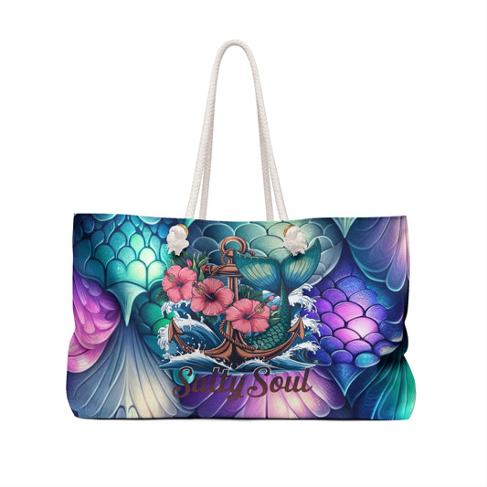 Salty Soul Mermaid Vacay Tote Bag - Tropical Beach Tote for Vacation & Getaways