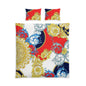 Baroque Medallion Cotton Bed Set – Red, Navy & Gold Decorative Duvet Cover
