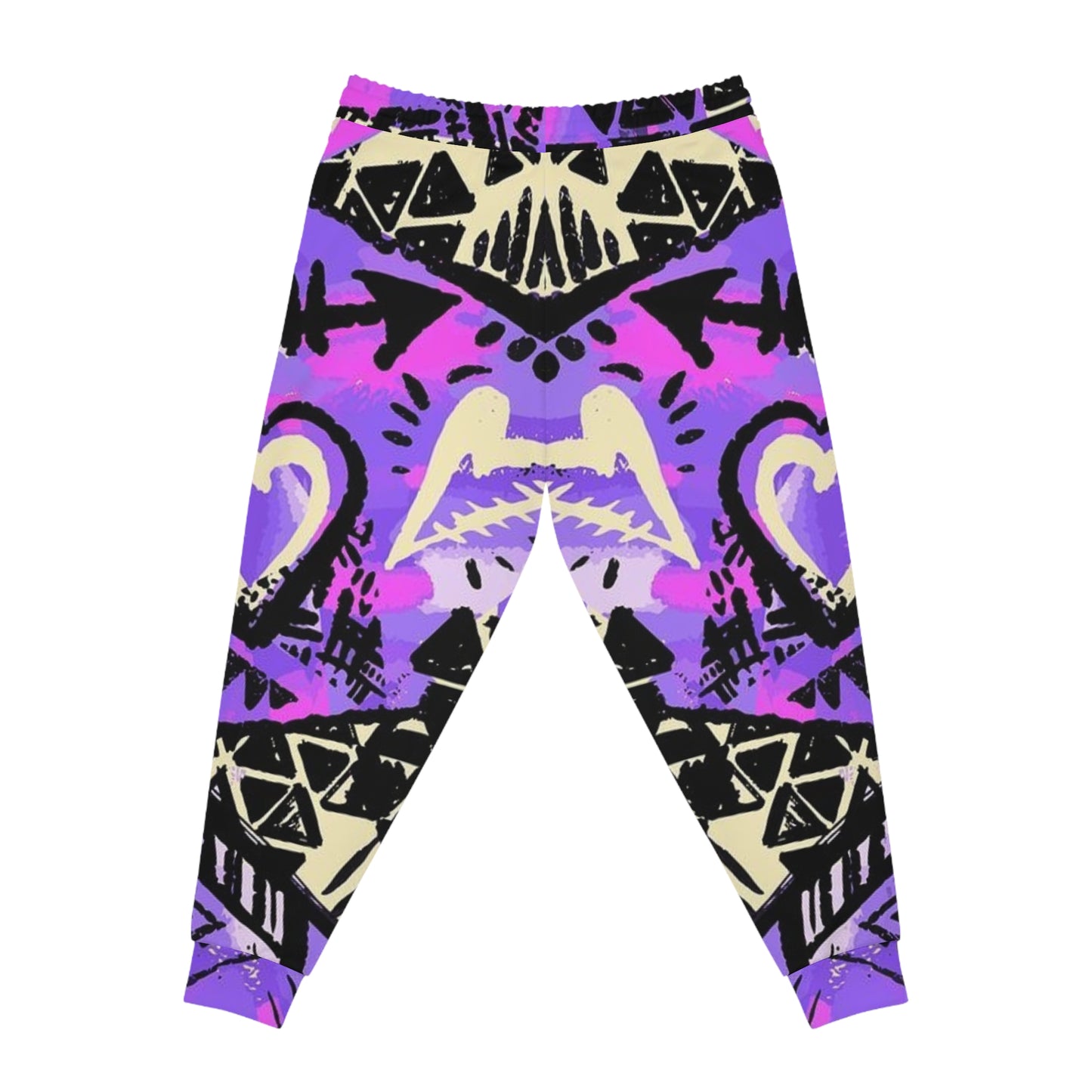 Purple Tribal Print Athletic Joggers — All-Over Print Sport Pants