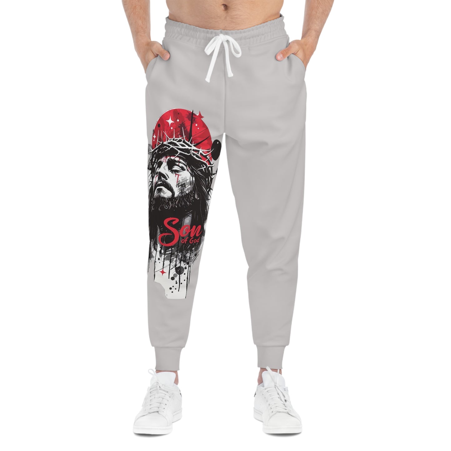 Jesus Crown of Thorns Athletic Joggers — 'Son' Graphic Sweatpants