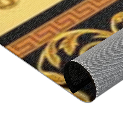 Baroque Medusa Area Rug — Ornate Gold & Black Decorative Floor Runner