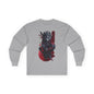 Samurai Wolf Long Sleeve Tee — Japanese Ink Red Moon Graphic