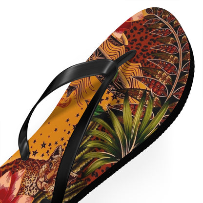 Tropical Leopard Flip Flops - Colorful Summer Footwear