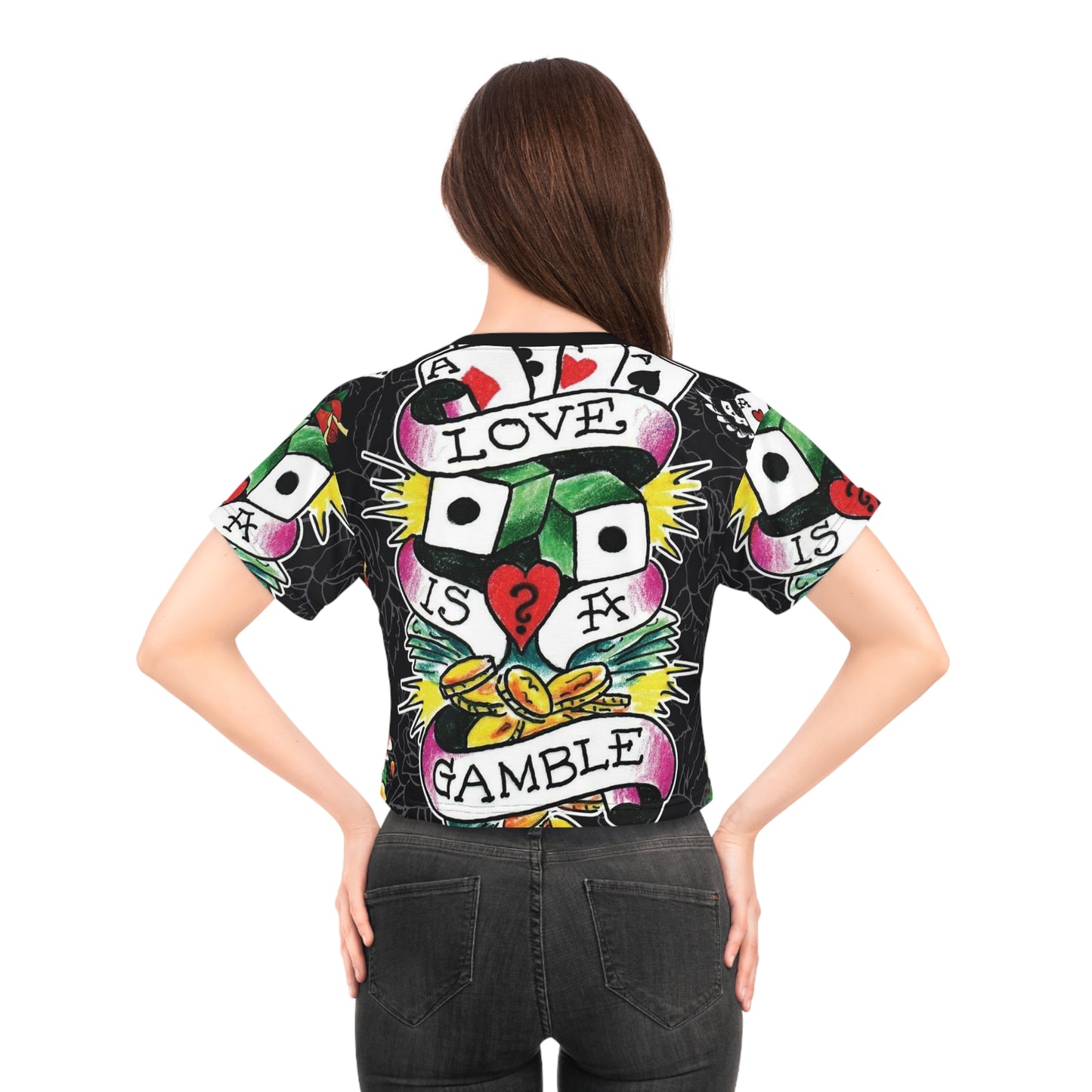 Love Is A Gamble Crop Tee - Bold Graphic Tee for Fun-Loving Souls