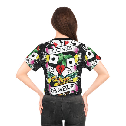 Love Is A Gamble Crop Tee - Bold Graphic Tee for Fun-Loving Souls