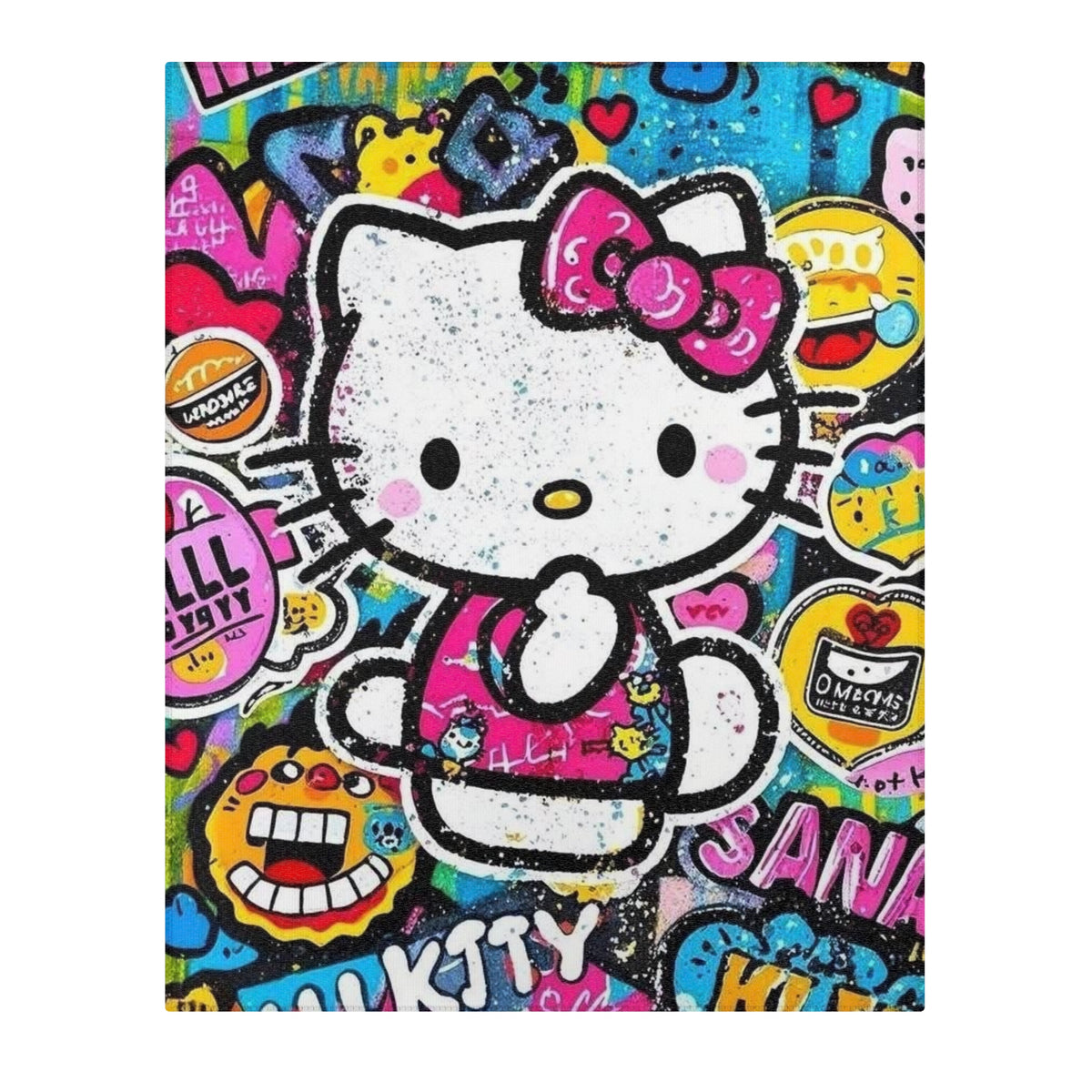 Hello Kitty Pop Art Area Rug – Colorful Cartoon Kids Room Decor