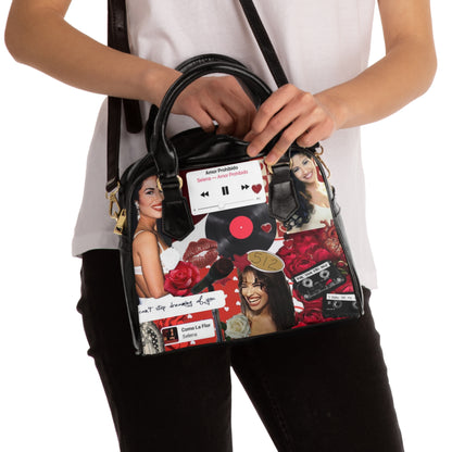 Selena inspirierte Schultertasche – Retro-Musik &amp; Blumencollage