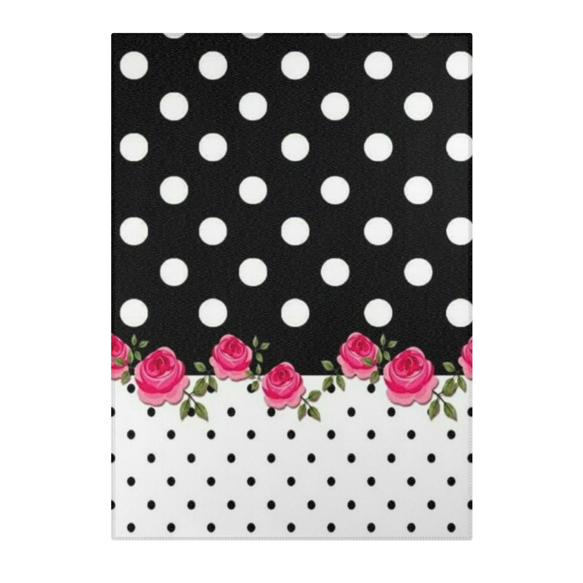 Polka Dot Rose Area Rug — Black & White Vintage Floral Accent Rug