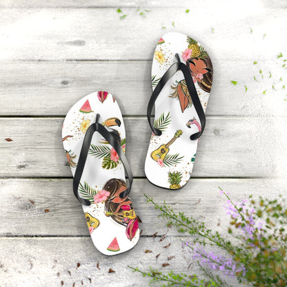 Tropical Vibe Flip-Flops mit Gitarre und tropischem Print