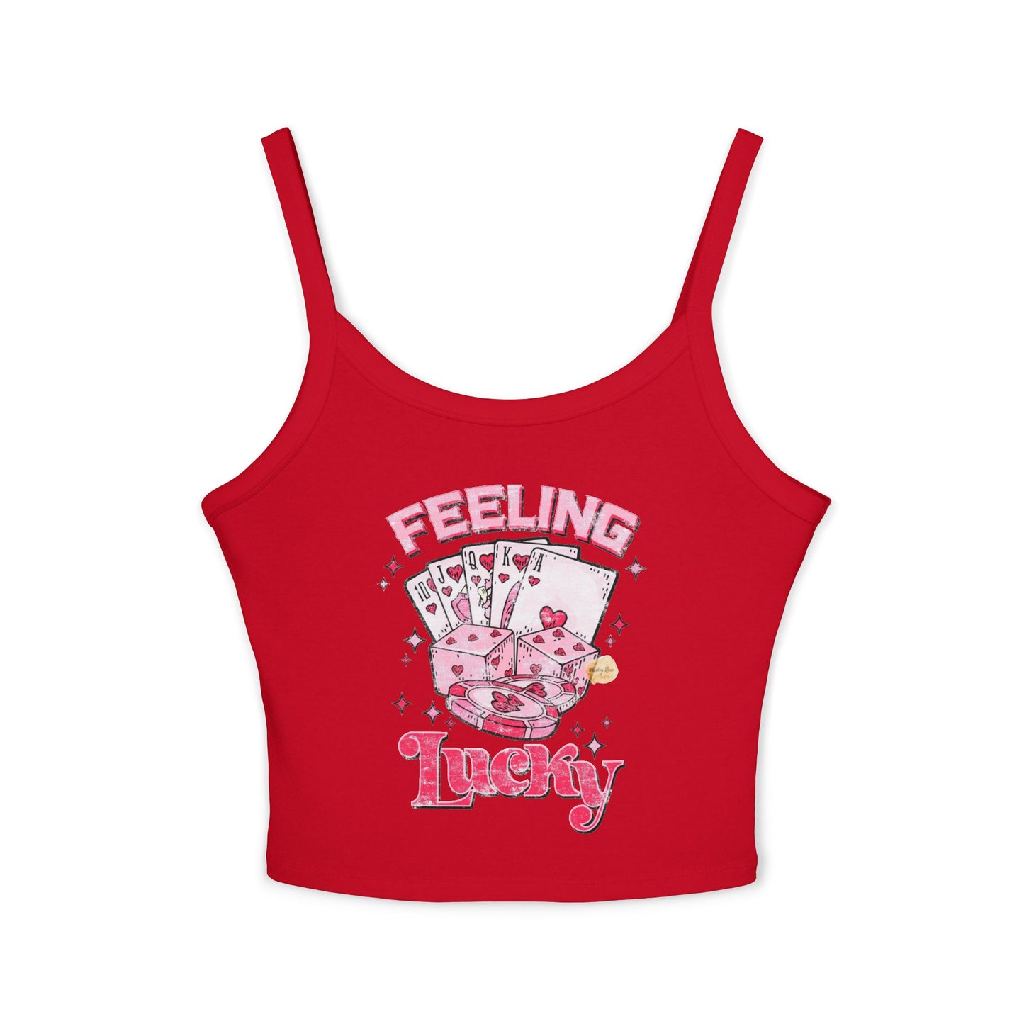 Feeling Lucky Women's Spaghetti Strap Tank Top - Playful Casino Vibes