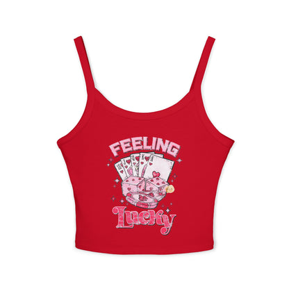 Feeling Lucky Women's Spaghetti Strap Tank Top - Playful Casino Vibes