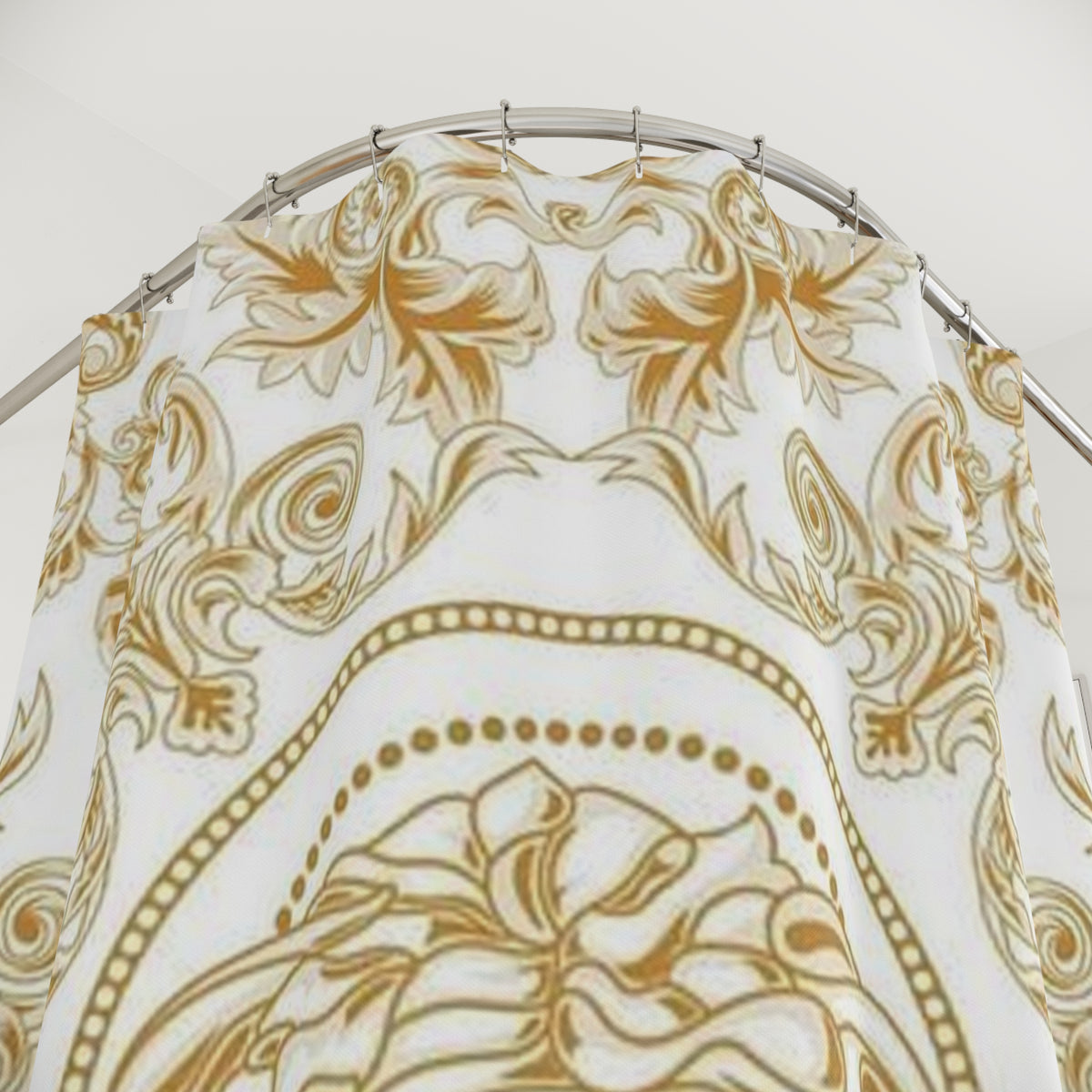 Gold Medusa Baroque Shower Curtain — Luxurious Greek Myth Bathroom Decor