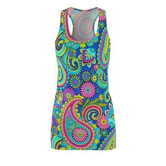 Psychedelic Paisley Racerback Dress — Bright Boho Floral AOP