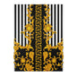 Baroque Gold Scroll Area Rug — Black & White Striped Medallion Accent Rug