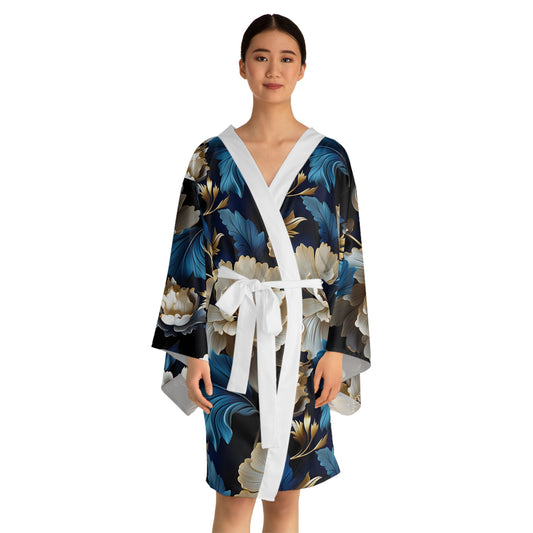 Elegant Floral Long Sleeve Kimono Robe - Perfect for Lounging or Special Occasions