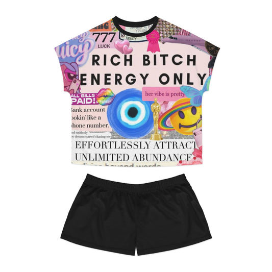 'Rich Bitch Energy Only' Women’s Sleepwear Set-Motivational Affirmation Loungewear