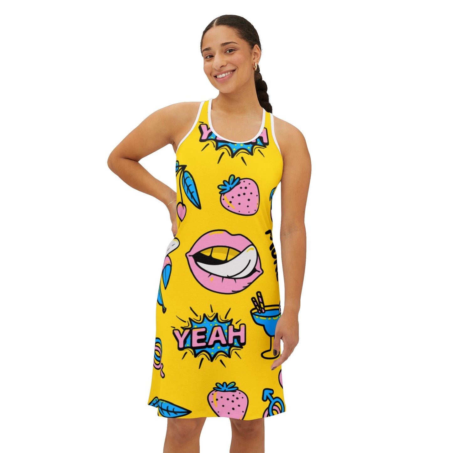 Fun and Flirty Women's Racerback SunDress with Bold Prints for Summer Vibes