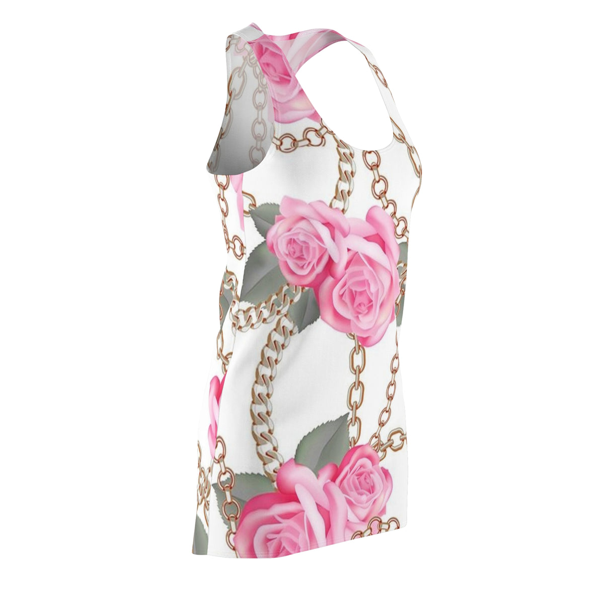 Racerback Dress — Pink Rose & Chain All-Over Print
