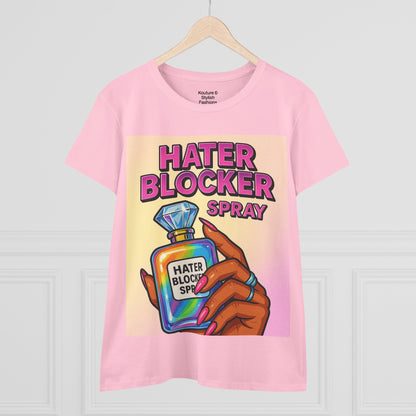Hater Blocker Women's Cotton Tee, Funny T-Shirt for Confidence, Gift for Friends, Casual Wear, Self-Love Apparel