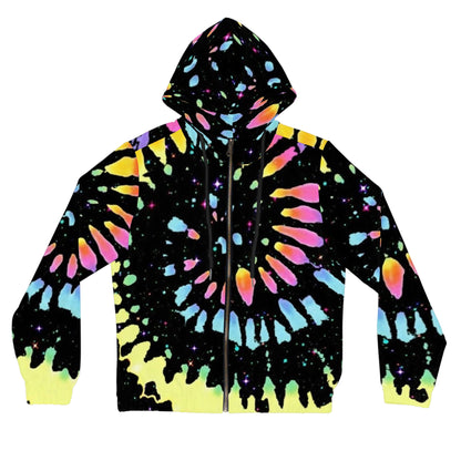Vibrant Tie-Dye Women's Full-Zip Hoodie, Colorful Jacket, Cozy Gift, Perfect for Festivals, Casual Wear, Everyday Comfort