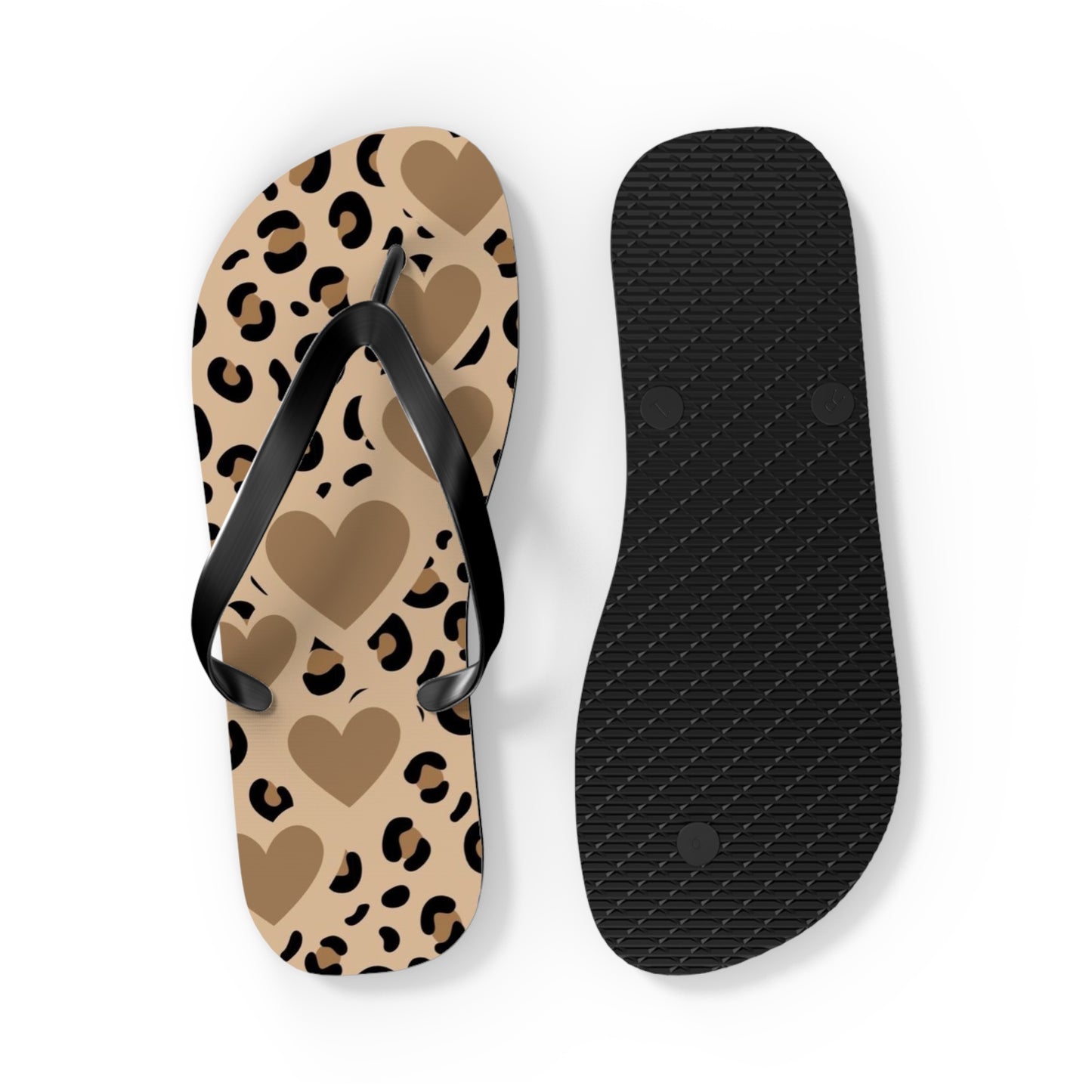 Leopard Print Heart Flip Flops – Trendy Summer Sandals for Beach and Casual Wear