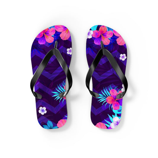 Tropical Floral Flip Flops - Summer Beach Sandals for Vacation and Travel