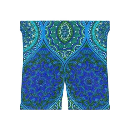 Women's Bohemian Print Biker Shorts - Vibrant Mandala Design for Active Lifestyle