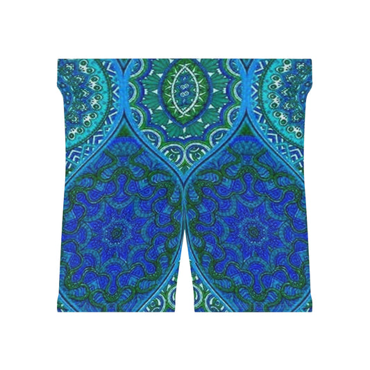 Women's Bohemian Print Biker Shorts - Vibrant Mandala Design for Active Lifestyle