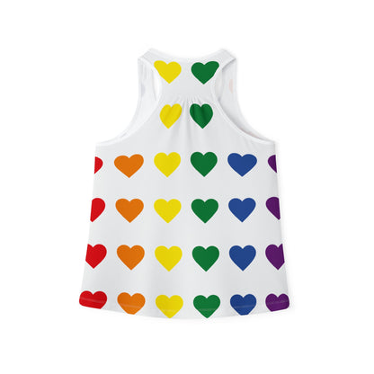 Colorful Heart Pattern Women's Tank Top - Perfect for Pride and Summer Celebrations