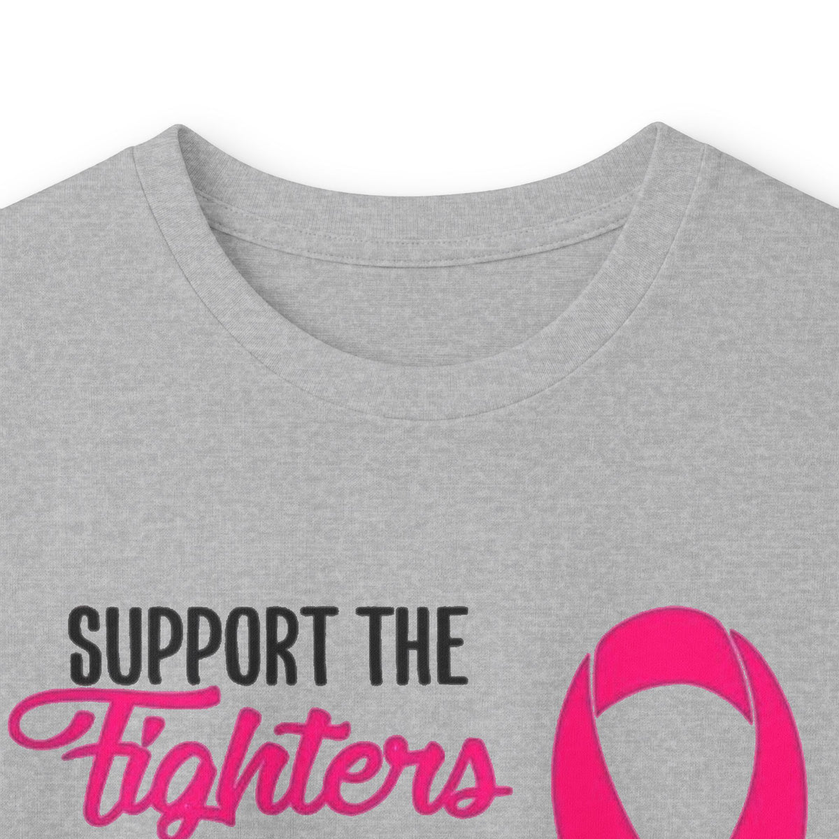 Breast Cancer Awareness Long Sleeve Tee — "Support the Fighters, Admire the Survivors" Hope Ribbon