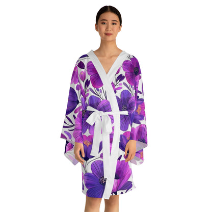Floral Printed Long Sleeve Kimono Robe for Relaxation & Style