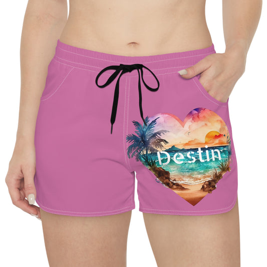 Women's Casual Beach Shorts-Destin/Lt. Pink
