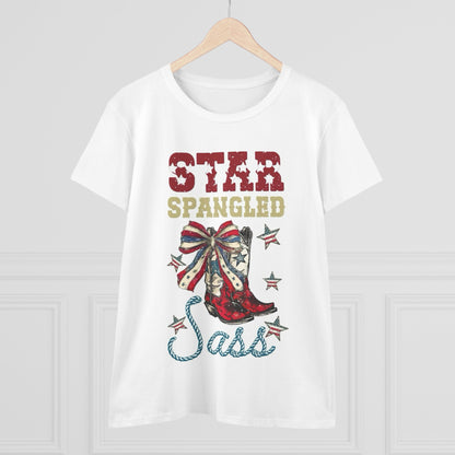 Sassy Star Spangled Tee, Patriotic T-Shirt, Women's Independence Day Shirt, Fourth of July Top, Casual Summer Tee