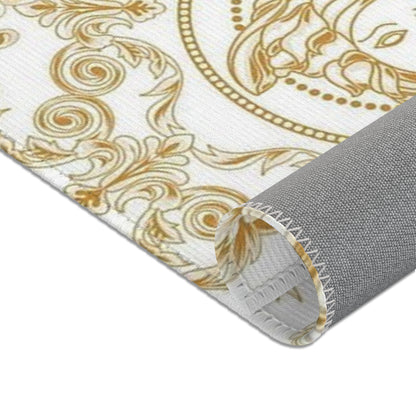 Baroque Medusa Area Rug – Gold Ornate Decorative Accent Rug