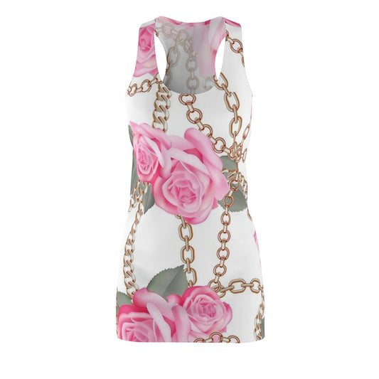 Racerback Dress — Pink Rose & Chain All-Over Print