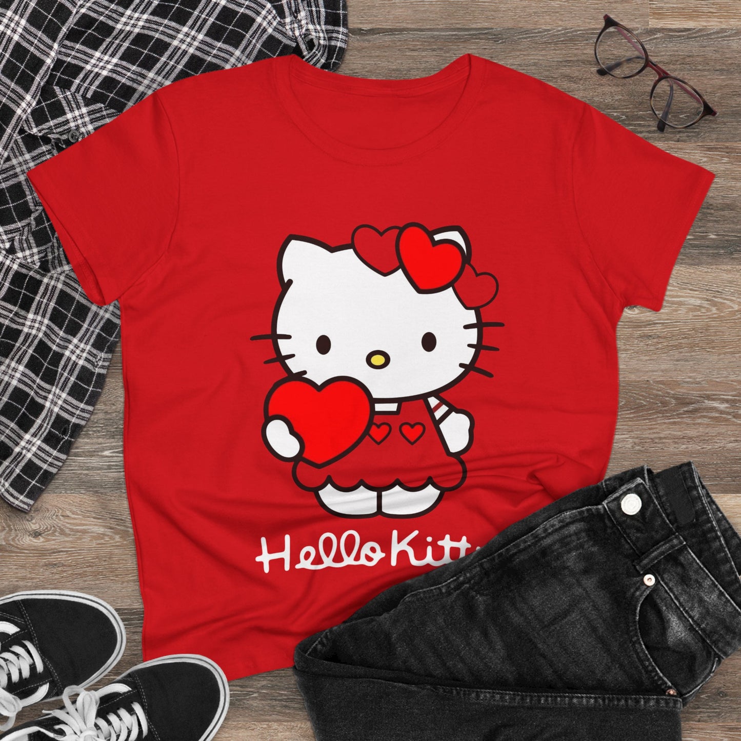 Cute Hello Kitty Women's Tee, Casual Graphic Shirt, Stylish Gift for Cat Lovers, Fun Summer Top, Birthday and Valentine’s Day Wear