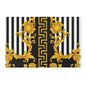 Baroque Gold Scroll Area Rug — Black & White Striped Medallion Accent Rug
