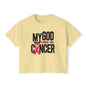 Boxy Tee — "My God Is Bigger Than Cancer" Pink Ribbon Breast Cancer Awareness Shirt